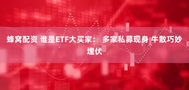 蜂窝配资 谁是ETF大买家： 多家私募现身 牛散巧妙埋伏